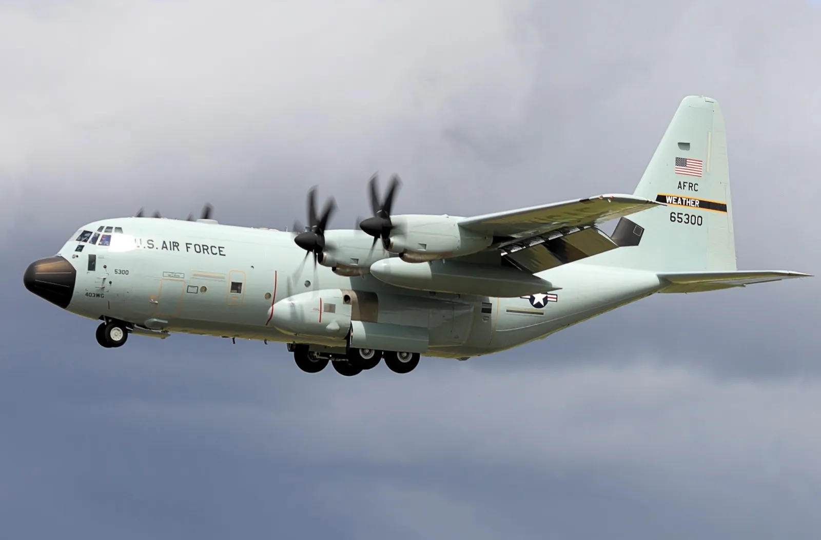 A WC-130 Hurricane Hunter reconnaissance aircraft