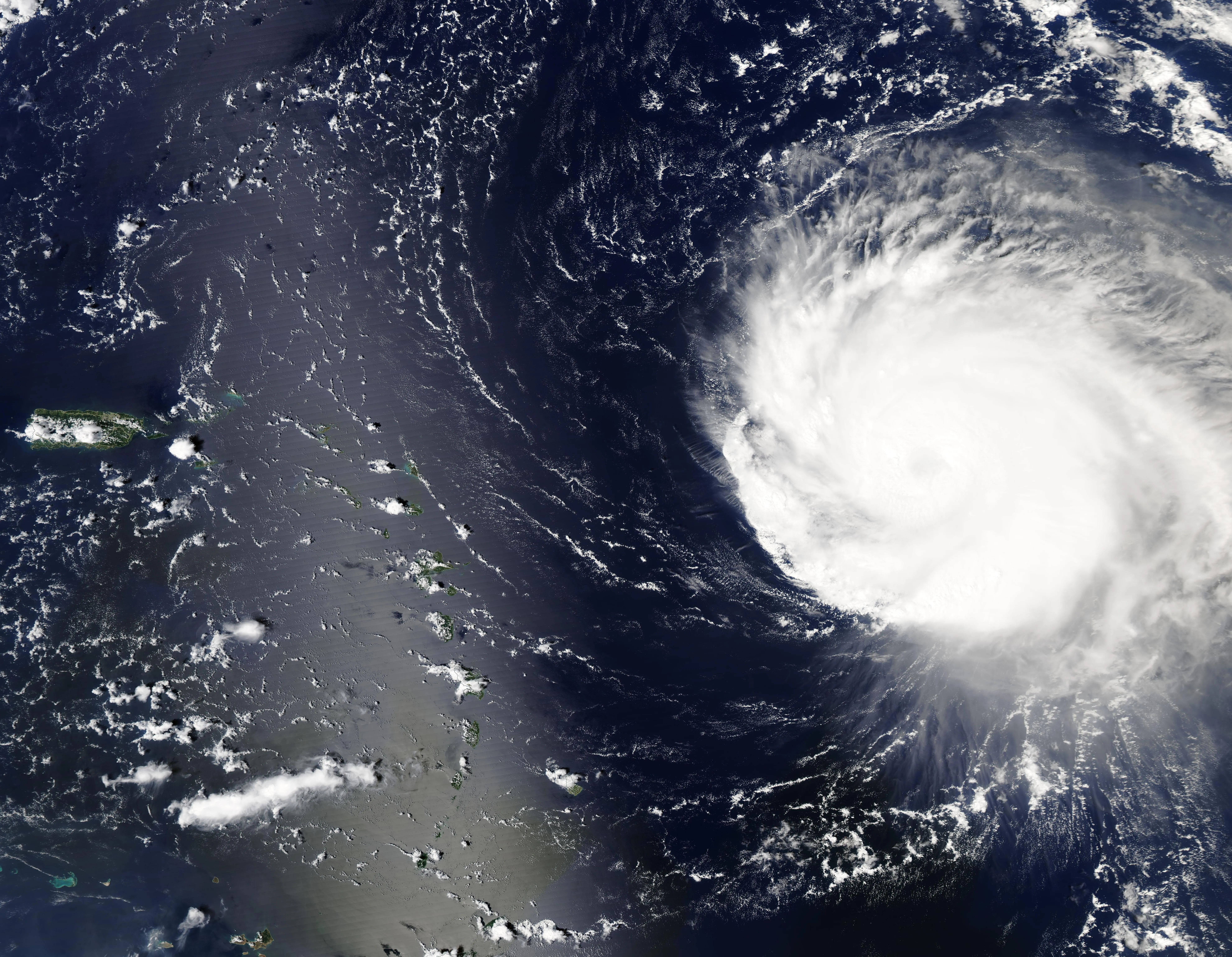 A powerful, well-organized major hurricane with a clear eye seen from space