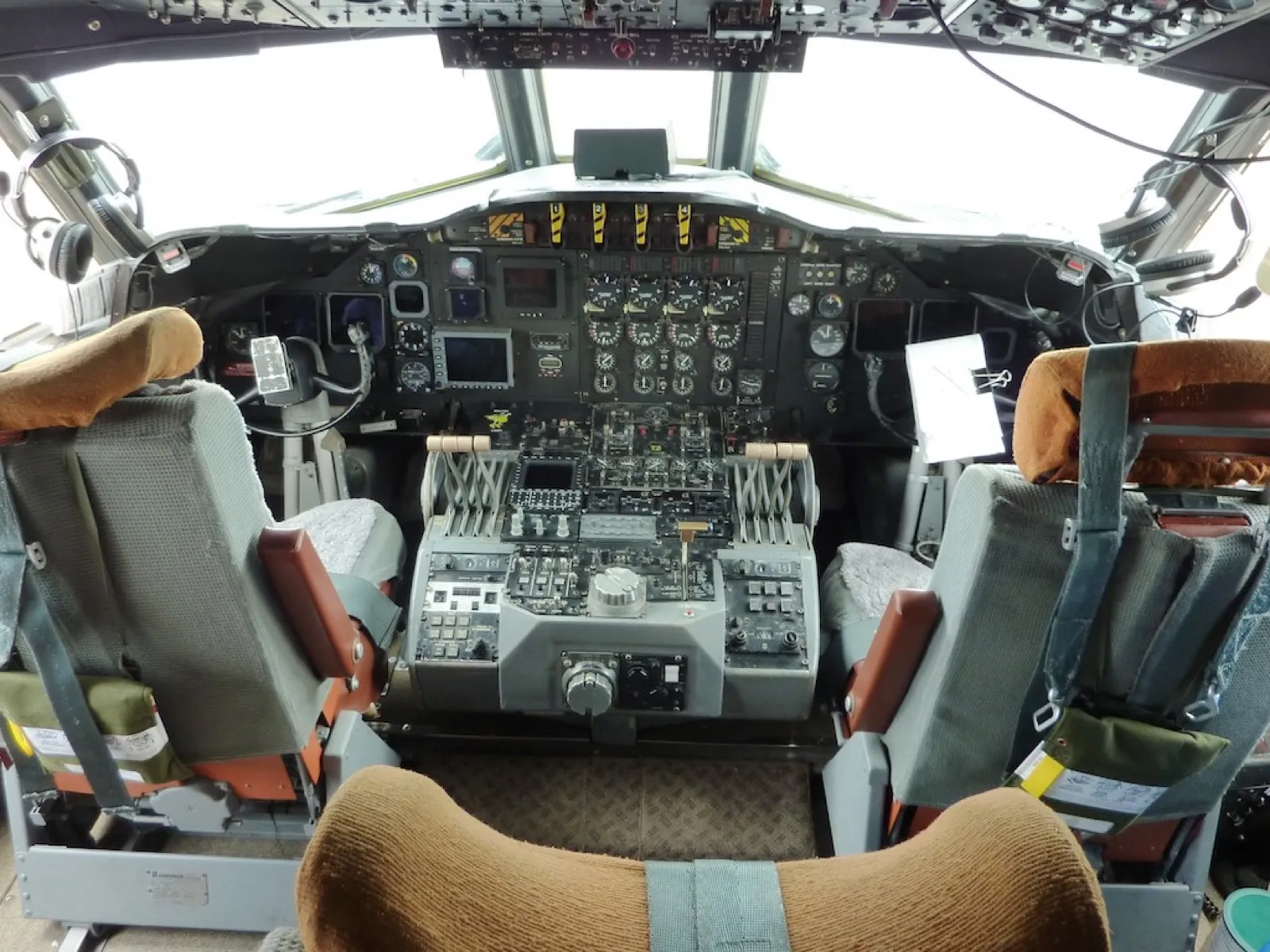 The cockpit of a NOAA WP-3D Orion Hurricane Hunter aircraft