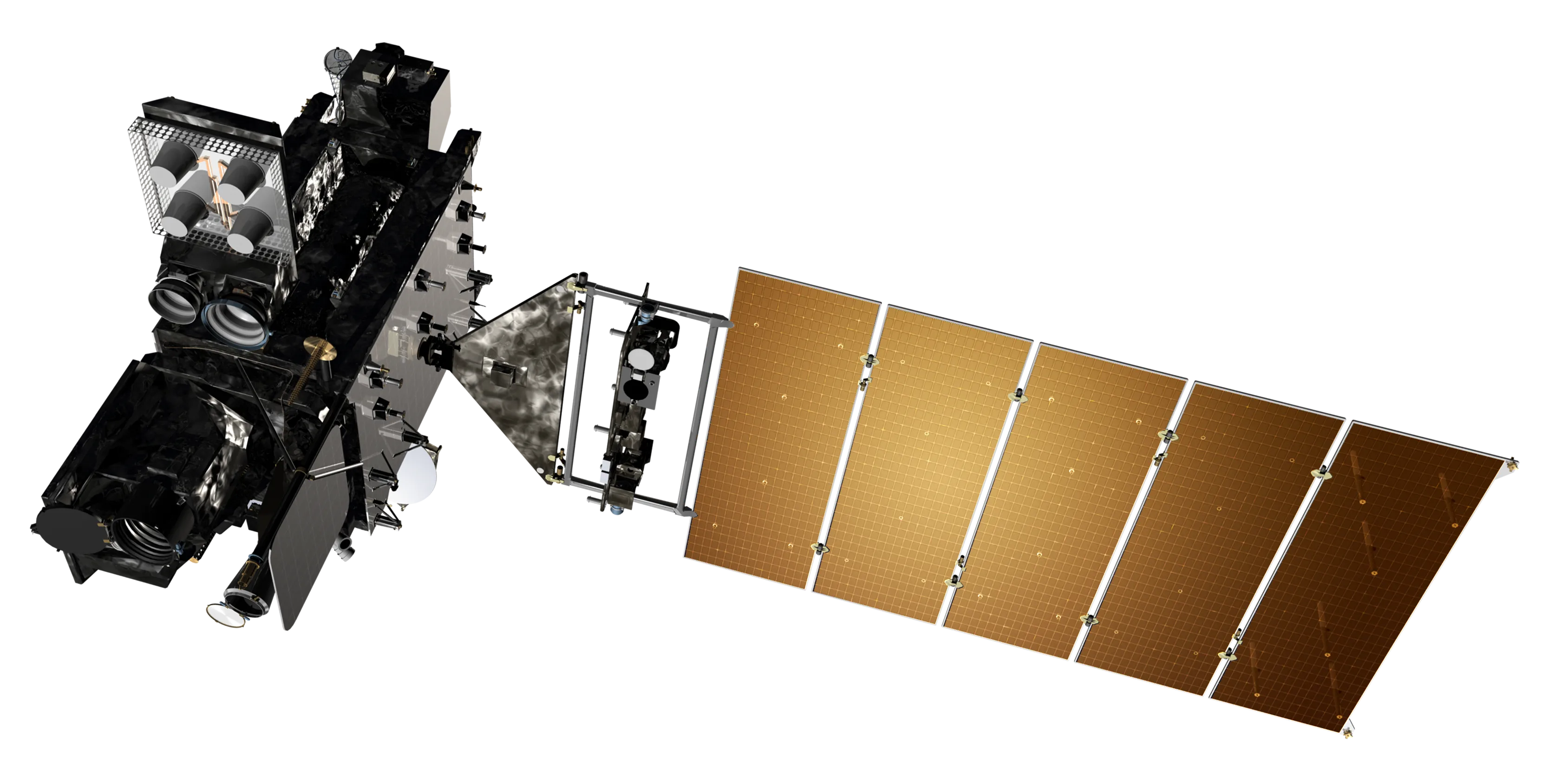 Artist rendering of a GOES-R series geostationary weather satellite above Earth