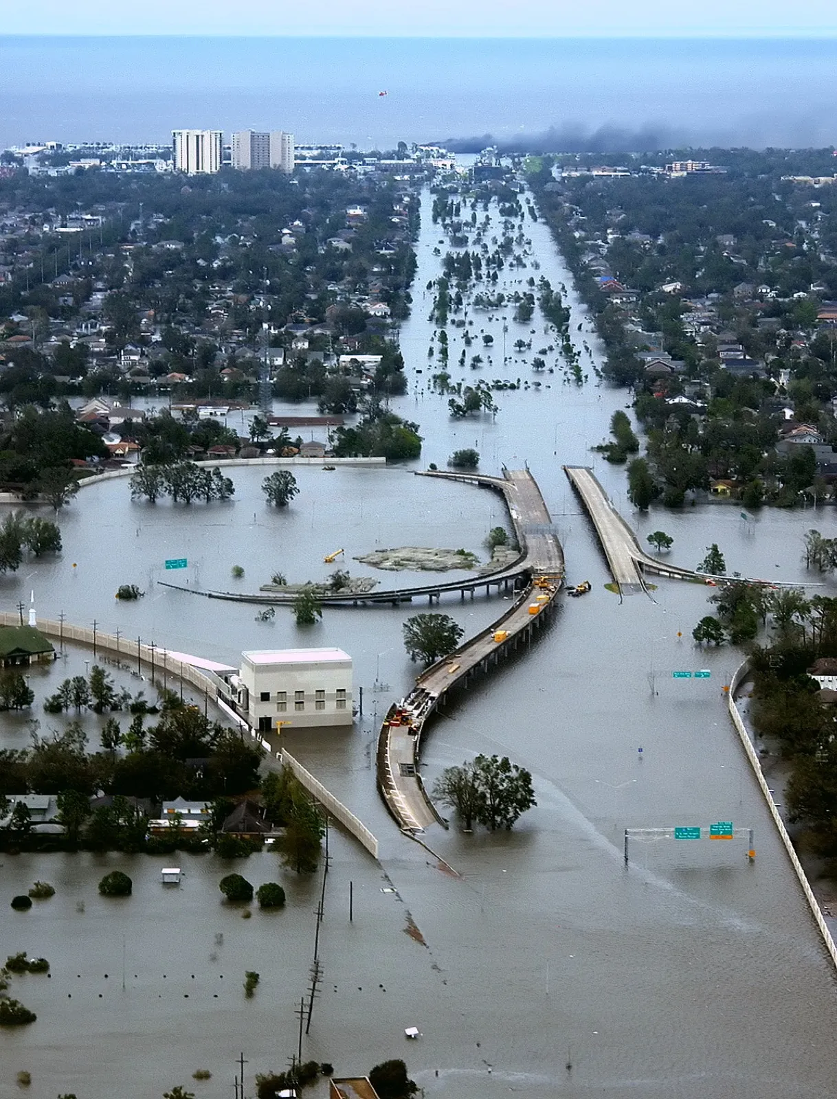 Flooded New Orleans neighborhoods after Hurricane Katrina
