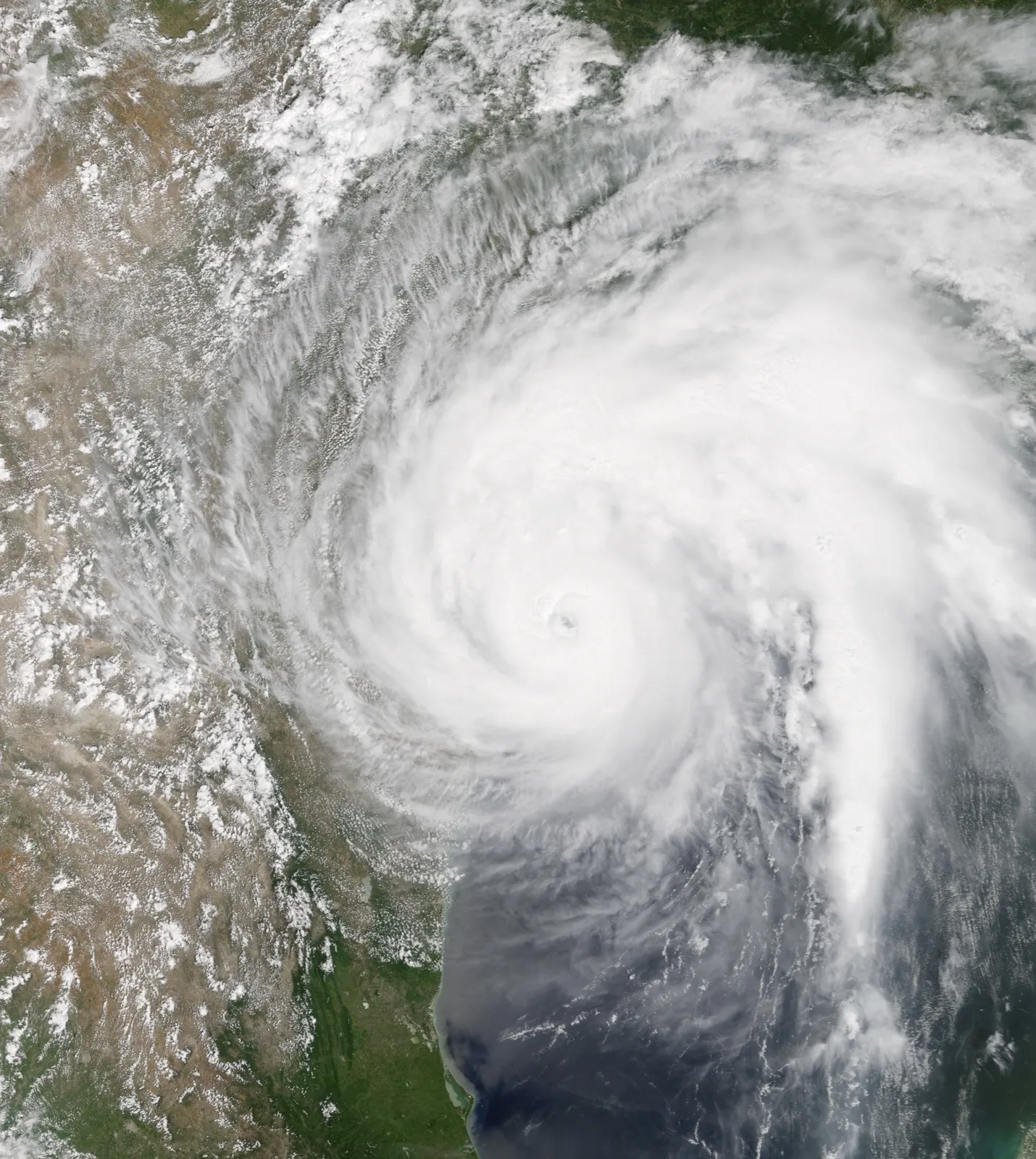 Hurricane Harvey approaching the Texas coast on August 25, 2017