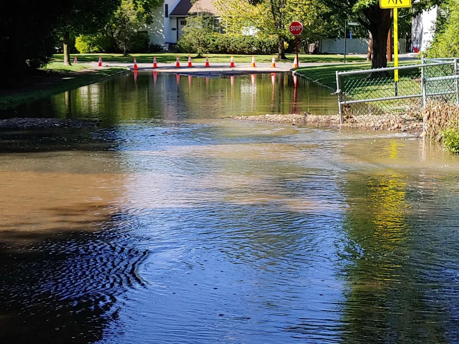 A flooded street in Essex County, New Jersey from Hurricane Ida's remnants