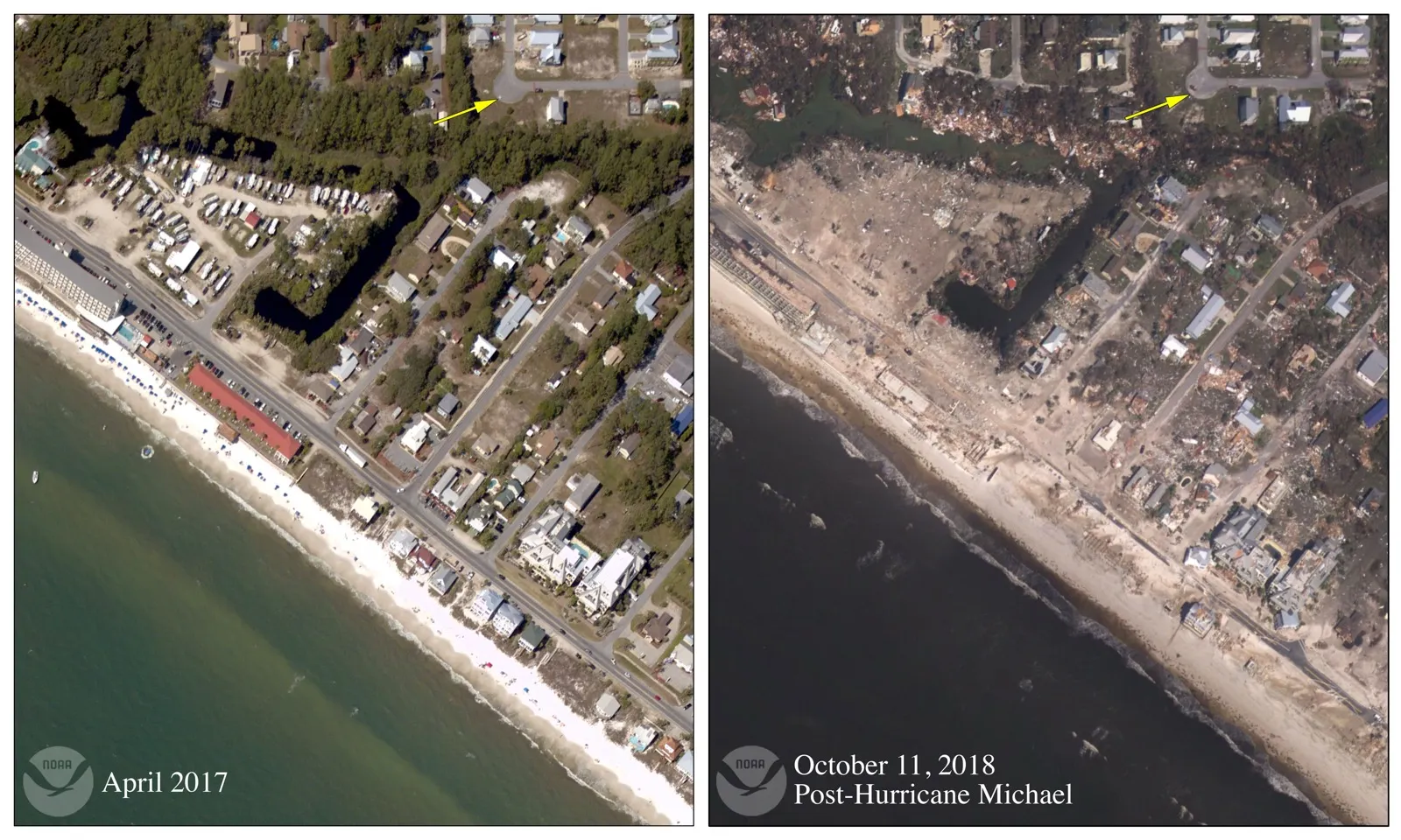 Hurricane Michael damage at Mexico Beach, Florida
