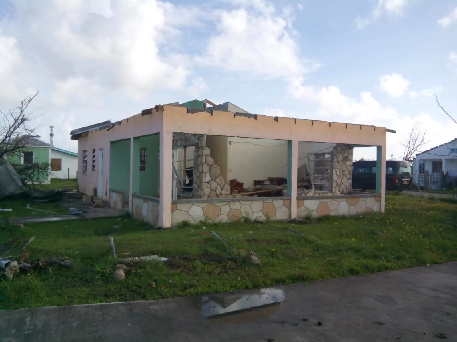A home on Barbuda stripped to its frame by Hurricane Irma
