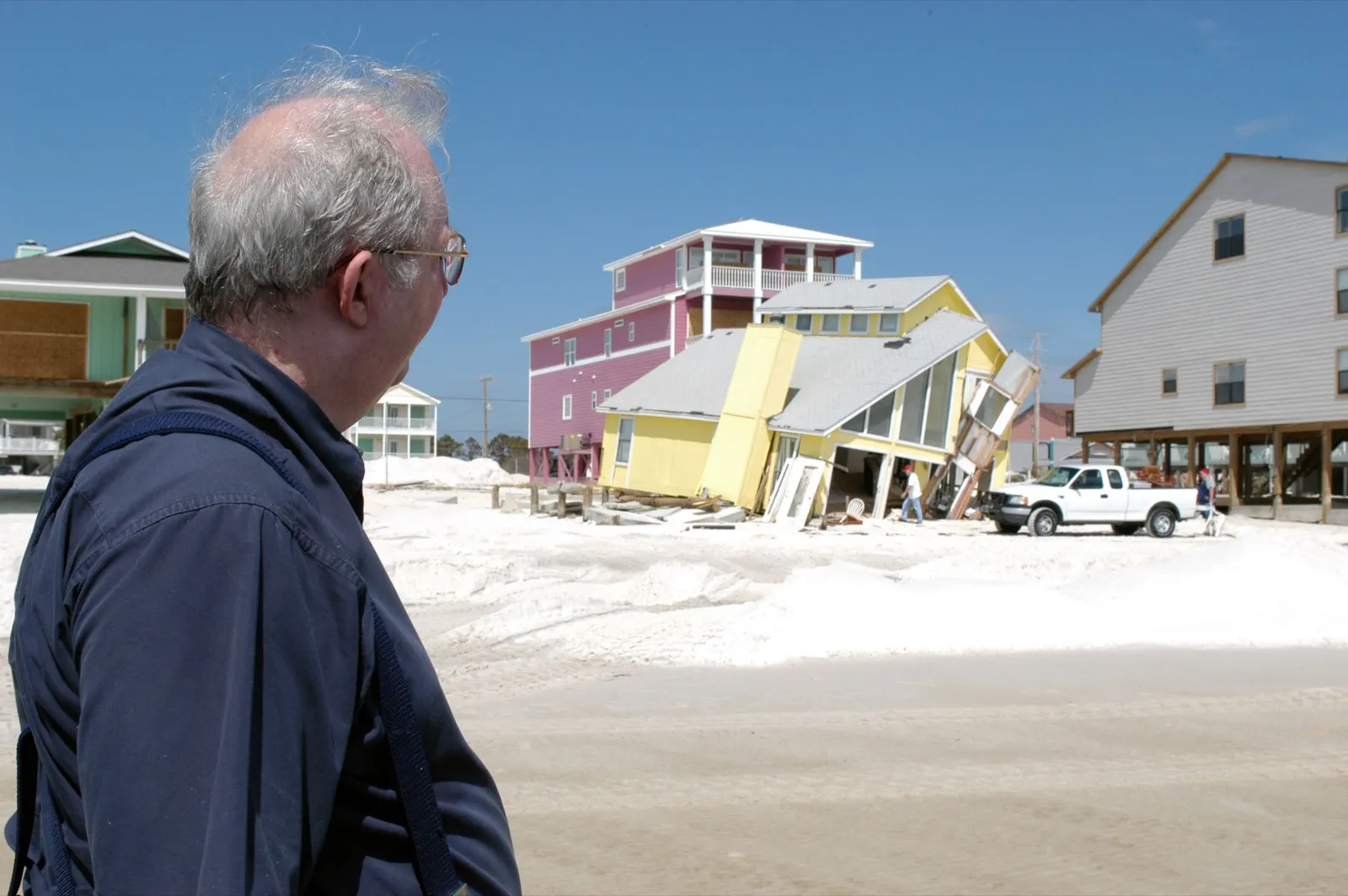 A collapsed beachfront home on the Alabama coast after Hurricane Ivan