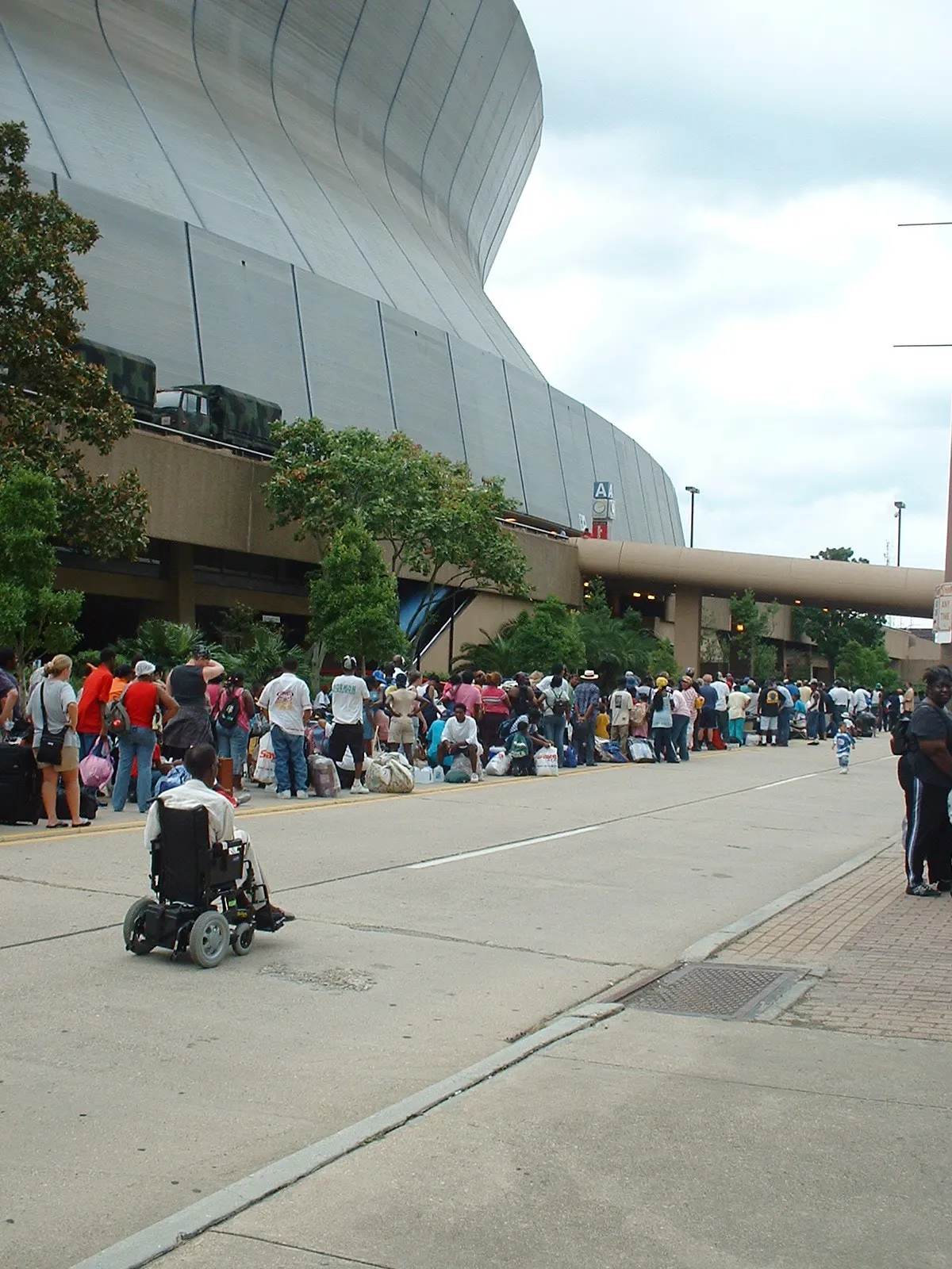 Evacuees sheltering at the Louisiana Superdome after Hurricane Katrina