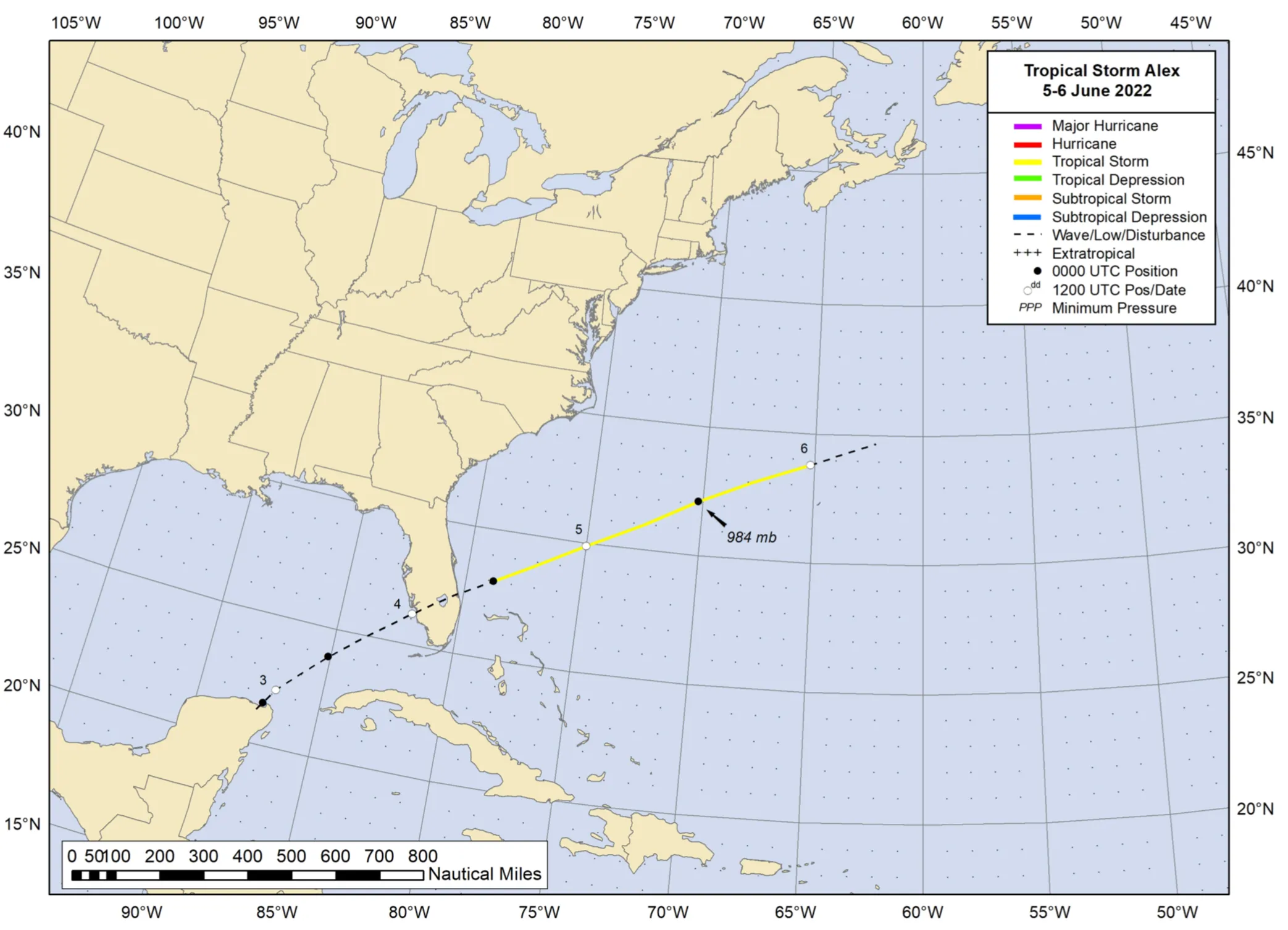 A National Hurricane Center forecast map showing a storm's predicted track and forecast cone