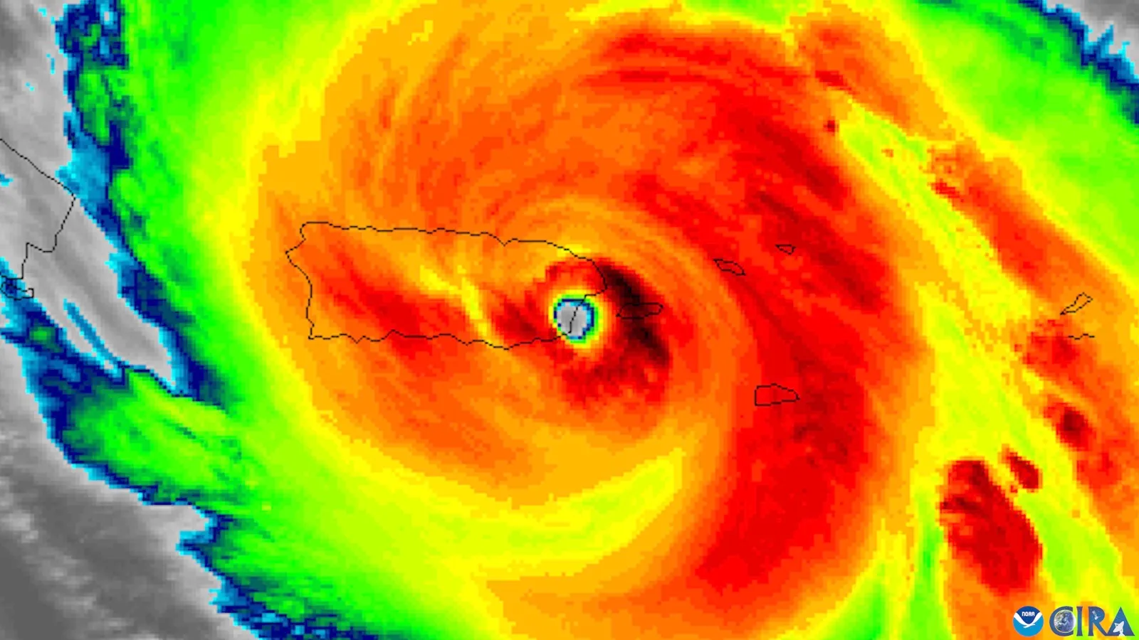 Hurricane Maria making landfall in Puerto Rico as a Category 4