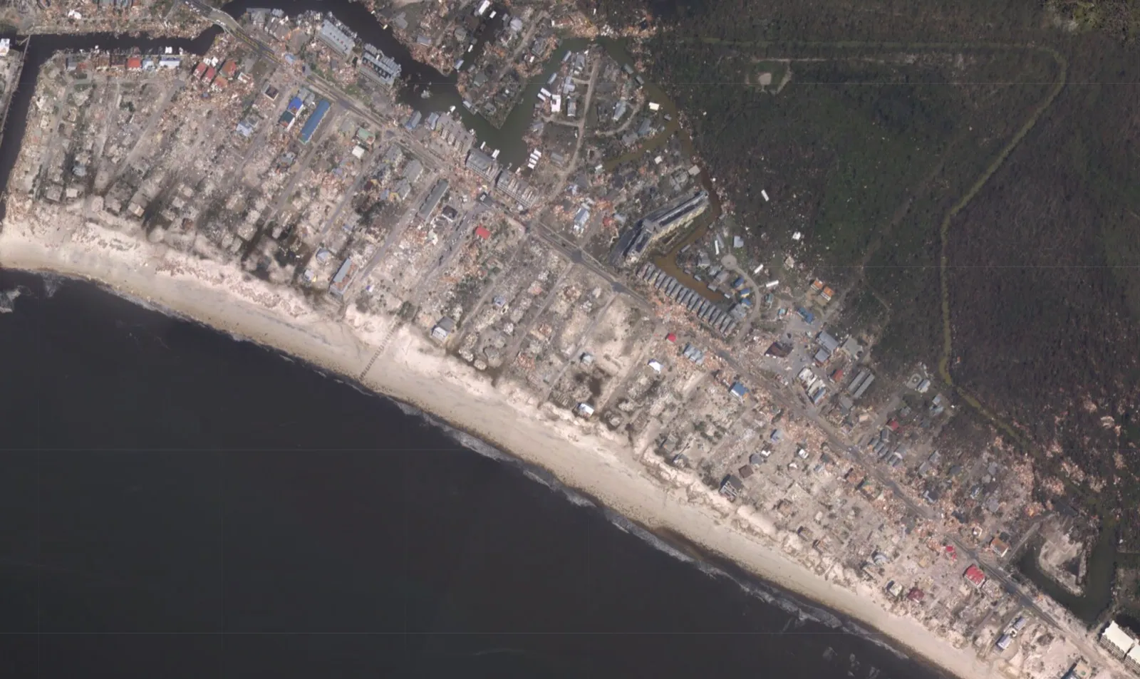 NOAA aerial survey of Mexico Beach, Florida showing entire blocks of homes destroyed by Hurricane Michael
