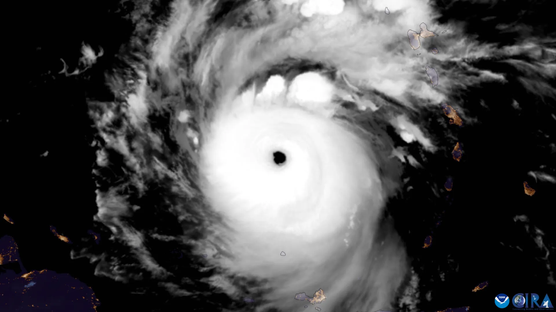 A satellite view of Hurricane Beryl at Category 5 strength in the Caribbean