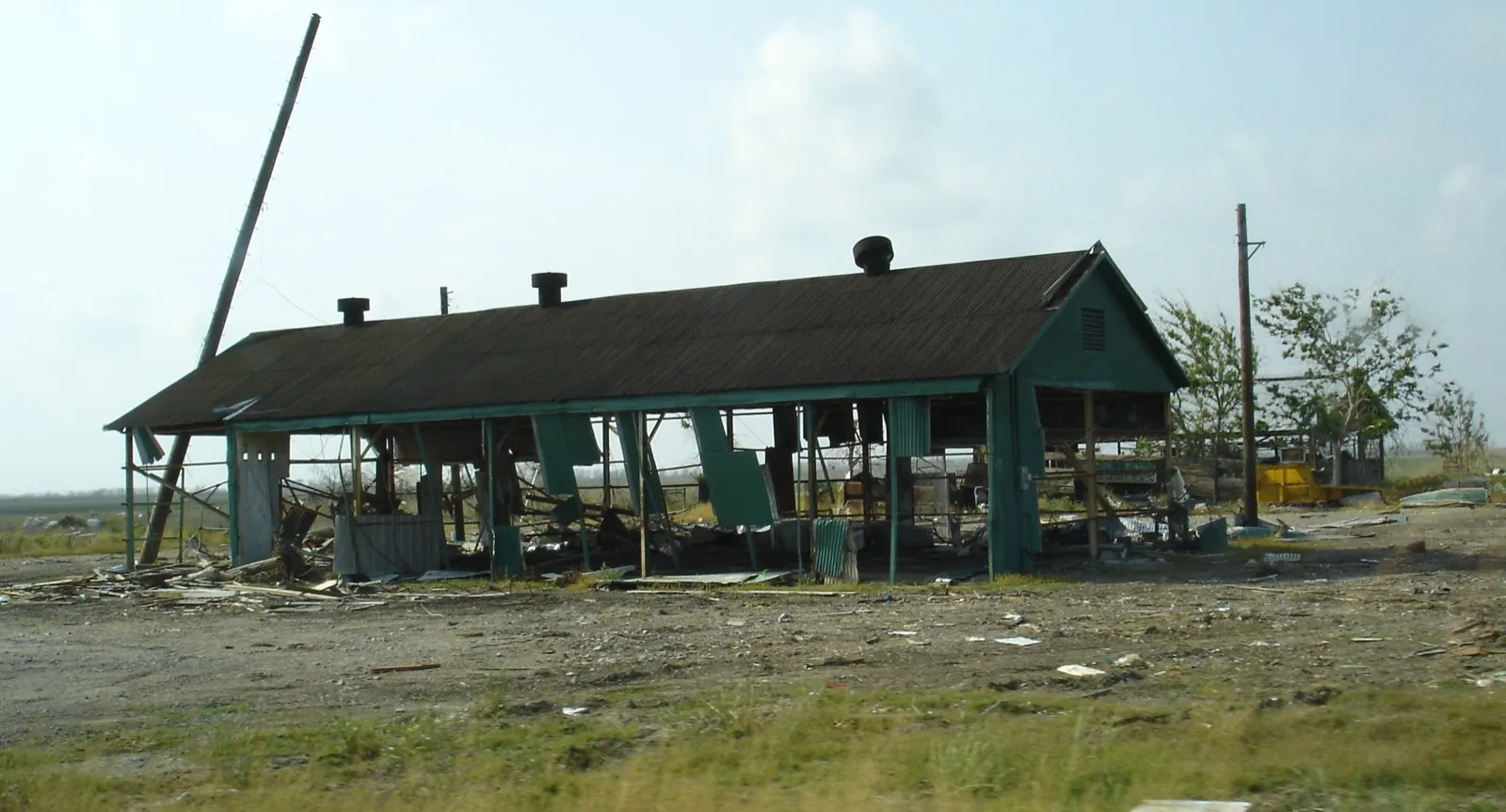 A building gutted by Hurricane Rita in Cameron Parish, Louisiana