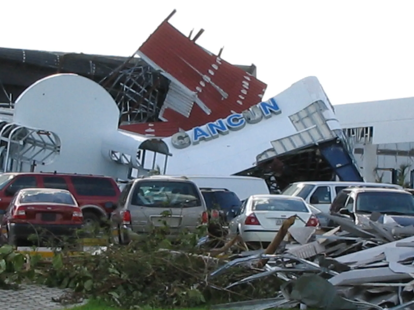 A wrecked building in Cancun, Mexico after Hurricane Wilma